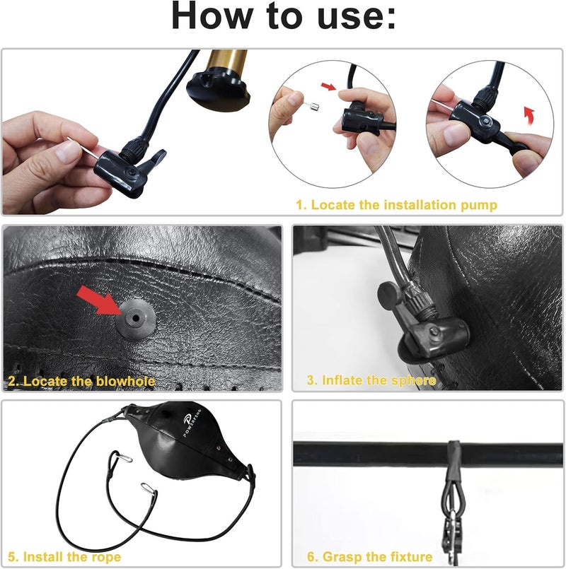 powerfeng Double End Boxing Speed Bag: Speed Bags for Boxing Reaction Agilit & Hand Eye Coordination Training - Boxing Reflex Ball for Home Gym - Image 5